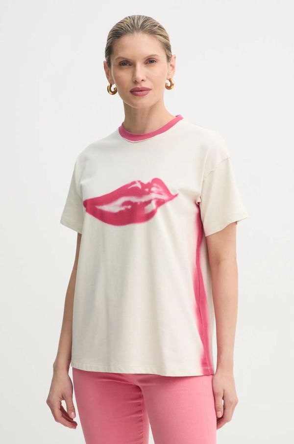 Max&Co. Pamučna majica MAX&Co. x DC za žene, boja: bež, 2518971011200