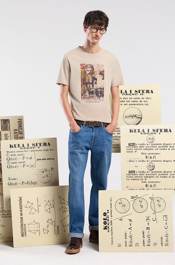 Medicine Pamučna majica Medicine za muškarce, boja: bež, s tiskom