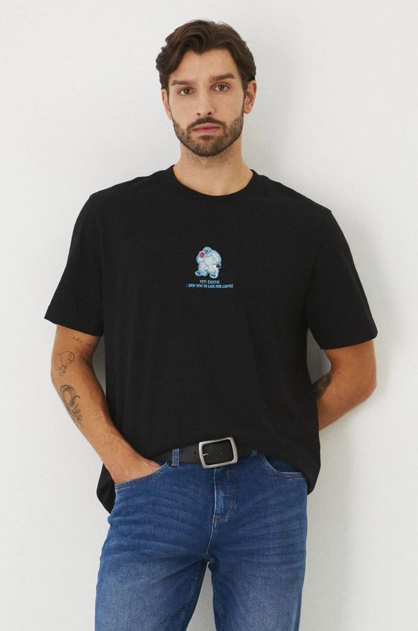 Medicine Pamučna majica Medicine za muškarce, boja: crna, s aplikacijom