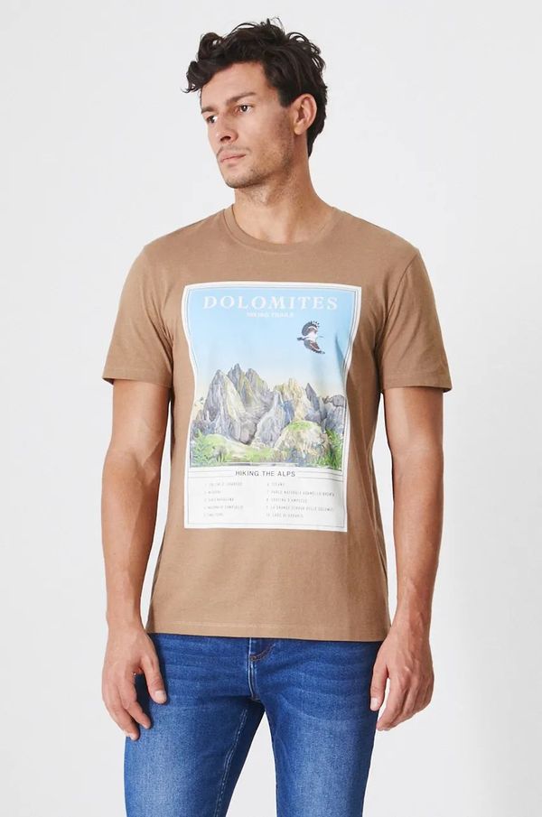 Medicine Pamučna majica Medicine za muškarce, boja: smeđa, s tiskom