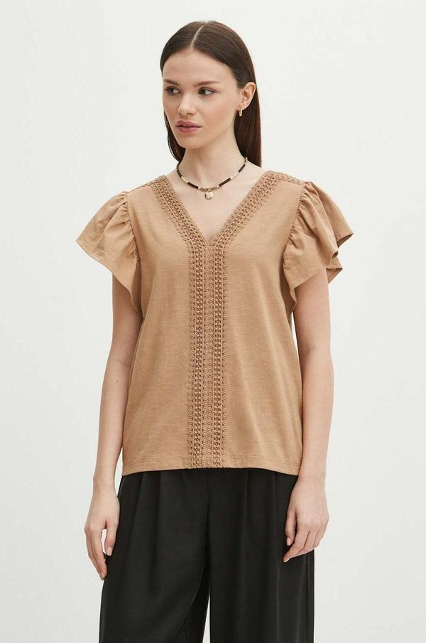 Medicine Pamučna majica Medicine za žene, boja: bež