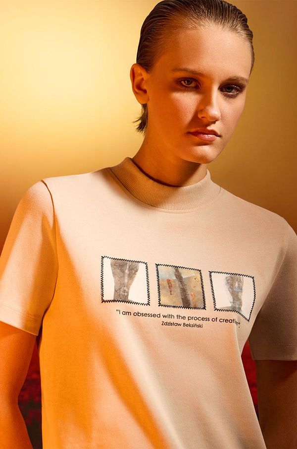 Medicine Pamučna majica Medicine za žene, boja: bež, s poludolčevitom