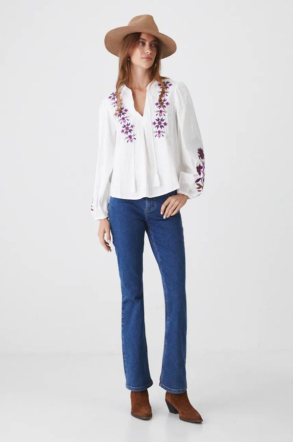 Medicine Pamučna majica Medicine za žene, boja: bijela, cvjetni uzorak