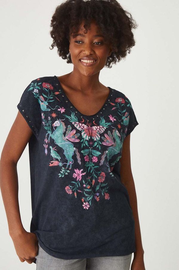 Medicine Pamučna majica Medicine za žene, boja: crna