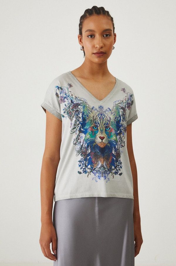 Medicine Pamučna majica Medicine za žene, boja: siva