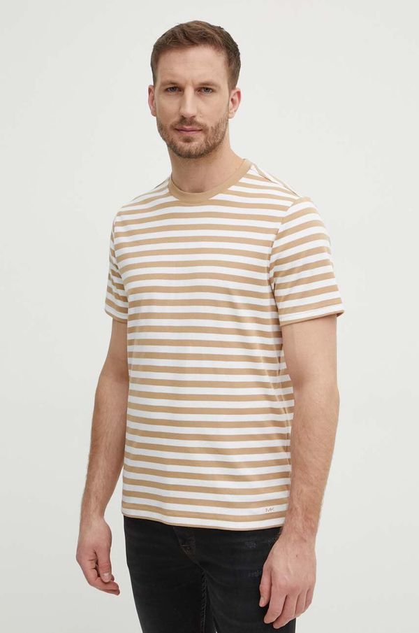 Michael Kors Pamučna majica Michael Kors za muškarce, boja: bež, s uzorkom