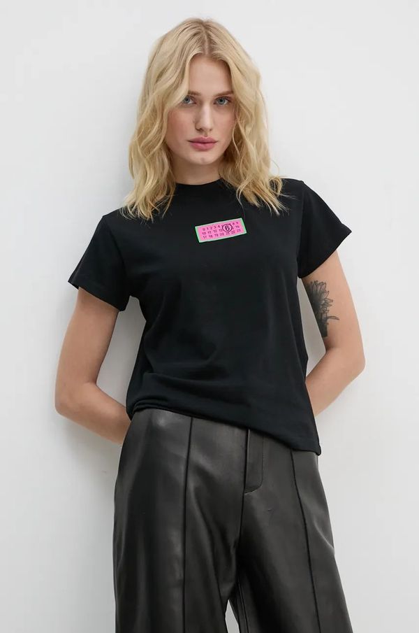 MM6 Maison Margiela Pamučna majica MM6 Maison Margiela za žene, boja: crna, S62GD0189.S23588