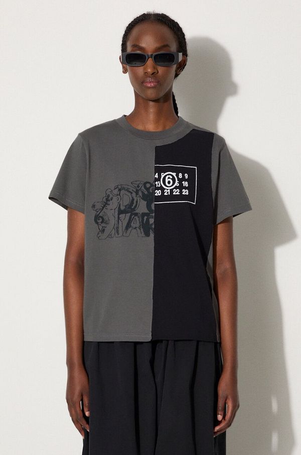 MM6 Maison Margiela Pamučna majica MM6 Maison Margiela za žene, boja: siva, S52GC0316.S24311