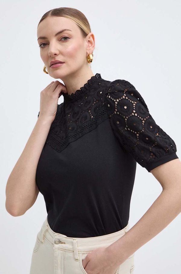 Morgan Pamučna majica Morgan DULIE za žene, boja: crna, bez uzorka, DULIE