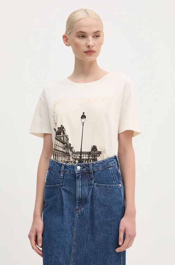 Mos Mosh Pamučna majica Mos Mosh za žene, boja: bež, 164510