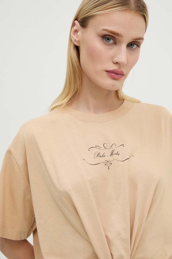 Moschino Jeans Pamučna majica Moschino Jeans za žene, boja: bež, J0701 8733