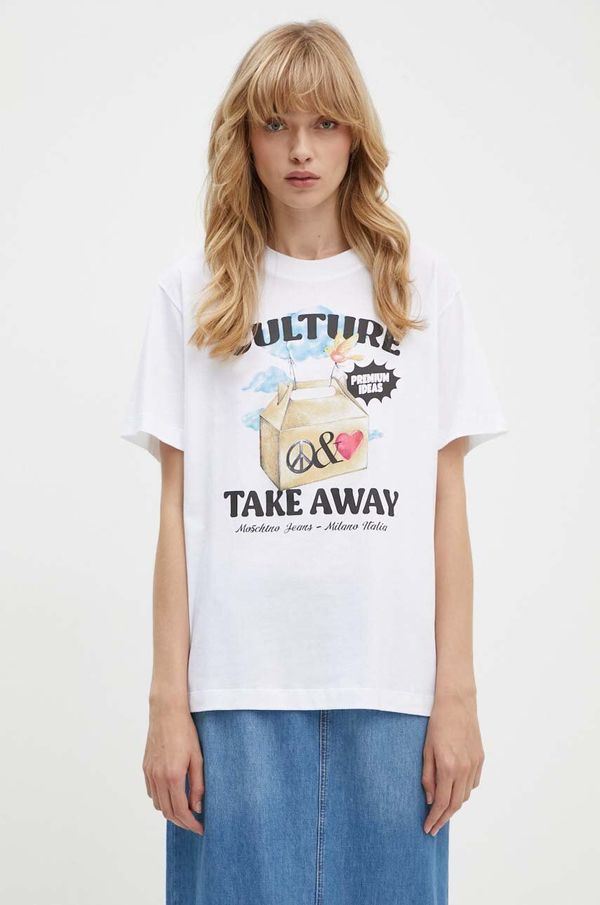 Moschino Jeans Pamučna majica Moschino Jeans za žene, boja: bijela, 0708.8237