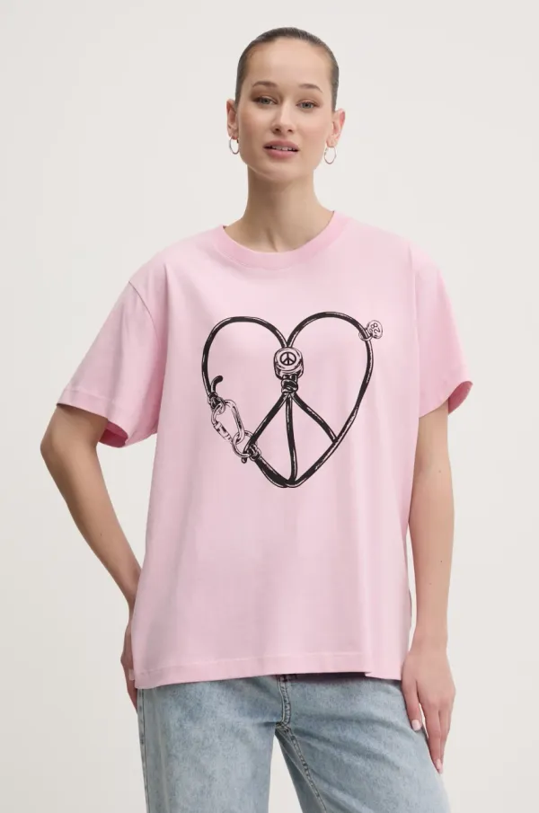 Moschino Jeans Pamučna majica Moschino Jeans za žene, boja: ružičasta, 0709 3229