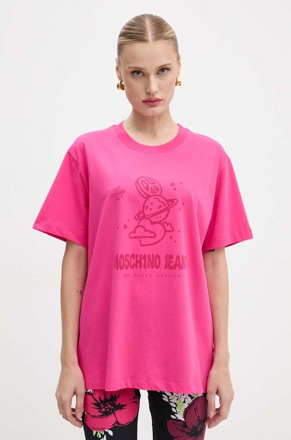 Moschino Jeans Pamučna majica Moschino Jeans za žene, boja: ružičasta, A0704 8733