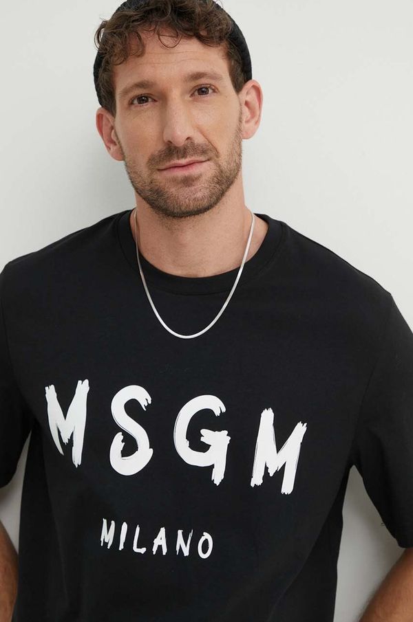 MSGM Pamučna majica MSGM za muškarce, boja: crna, s tiskom, 2000MM510.200002