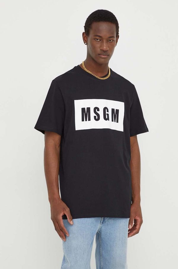MSGM Pamučna majica MSGM za muškarce, boja: crna, s tiskom