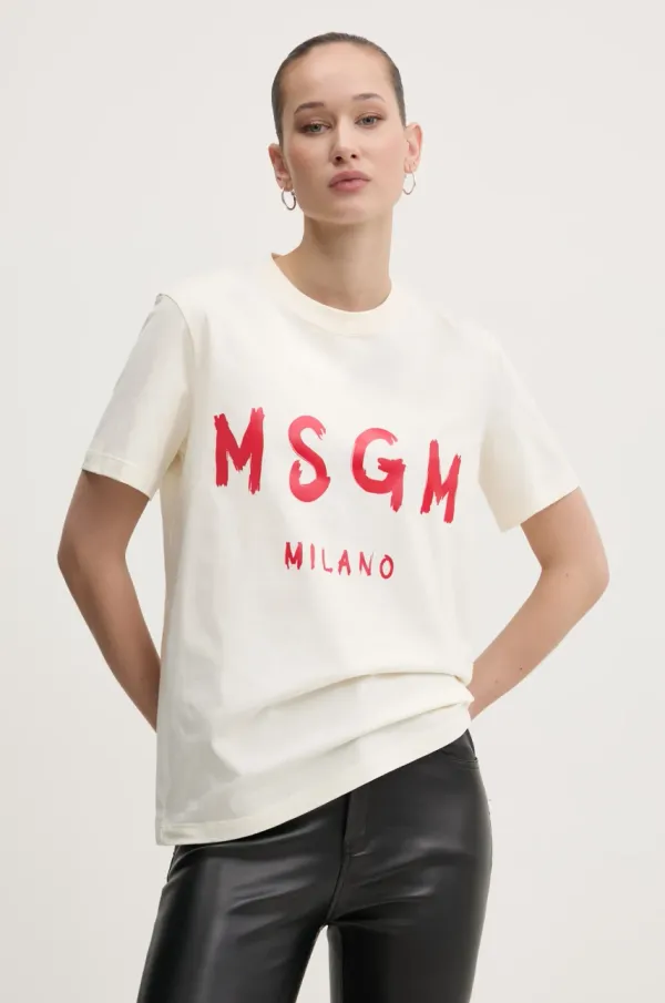 MSGM Pamučna majica MSGM za žene, boja: bež, 3841MDM510.257002