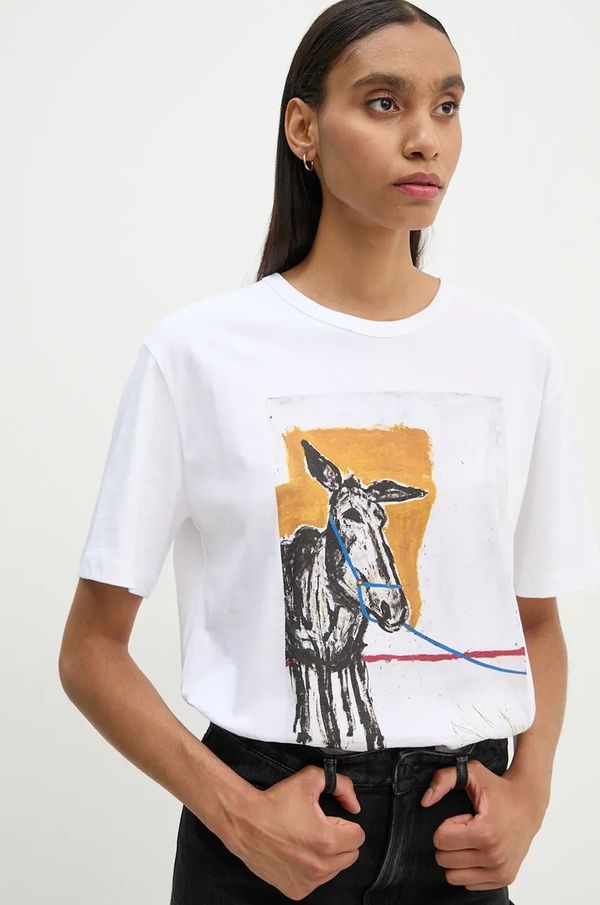 MUNTHE Pamučna majica MUNTHE MIDI za žene, boja: bijela, 1104.24160