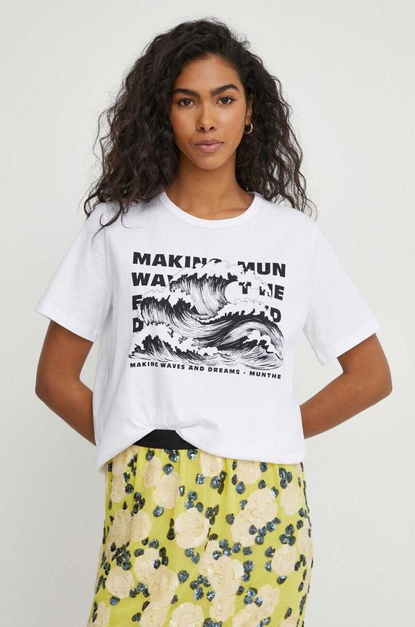 MUNTHE Pamučna majica MUNTHE za žene, boja: bijela