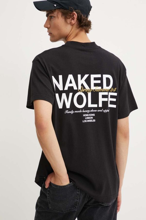 Naked Wolfe Pamučna majica Naked Wolfe za muškarce, boja: crna, s tiskom, classic.tee