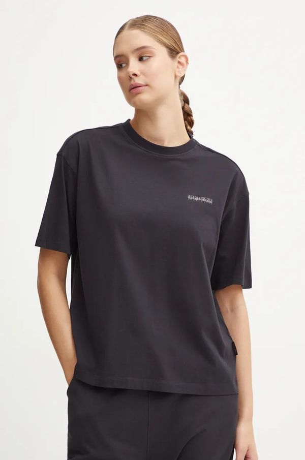 Napapijri Pamučna majica Napapijri S-Bise za žene, boja: crna, NP0A4HZF0411