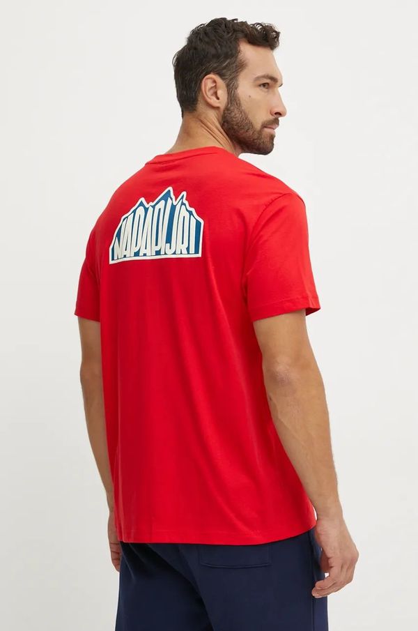 Napapijri Pamučna majica Napapijri S-Linth za muškarce, boja: crvena, s tiskom, NP0A4I39R061
