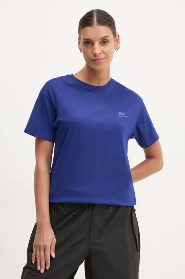 Napapijri Pamučna majica Napapijri S-Nina za žene, boja: tamno plava, NP0A4H87B2U1