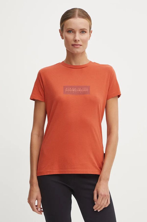 Napapijri Pamučna majica Napapijri S-Suze za žene, boja: narančasta, NP0A4HZAR1B1