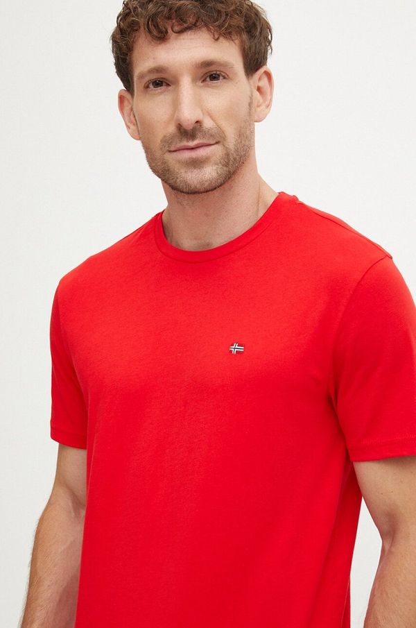 Napapijri Pamučna majica Napapijri Salis SS Sum za muškarce, boja: crvena, bez uzorka, NP0A4H8DR061