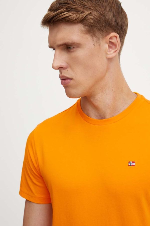 Napapijri Pamučna majica Napapijri Salis SS Sum za muškarce, boja: narančasta, bez uzorka, NP0A4H8DA671
