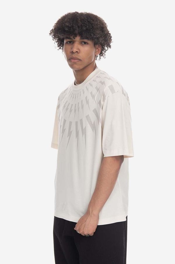 Neil Barrett Pamučna majica Neil Barett Dropped Shoulder Fair Slim Fai boja: bež, s tiskom, PBJT167.U502S-3544