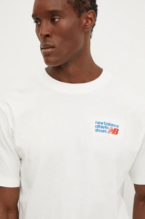 New Balance Pamučna majica New Balance za muškarce, boja: bež, s aplikacijom, MT41908SST