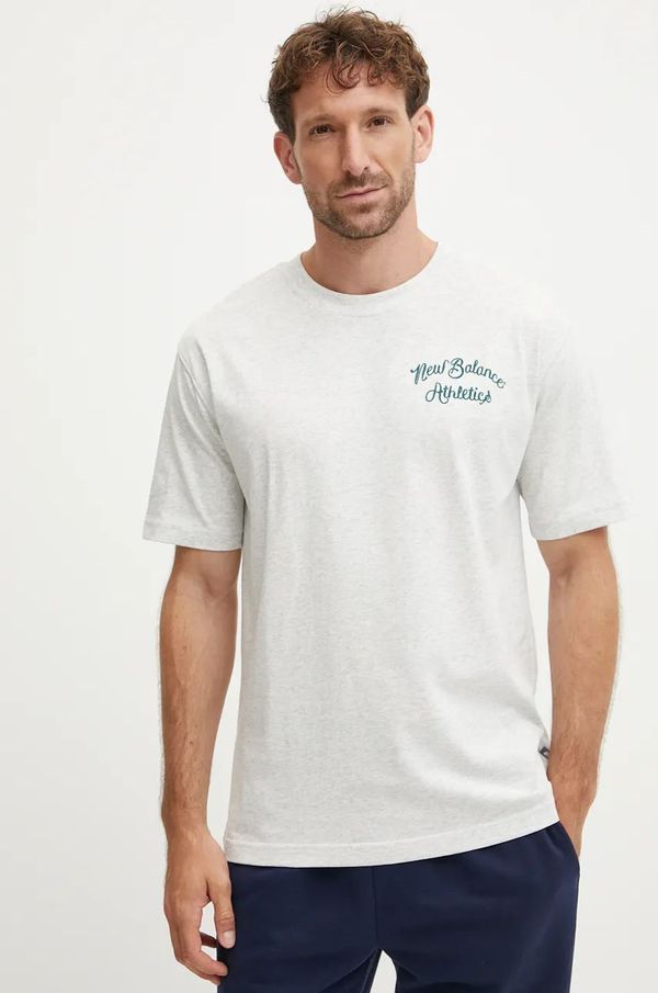 New Balance Pamučna majica New Balance za muškarce, boja: siva, melanž, MT43556AHH