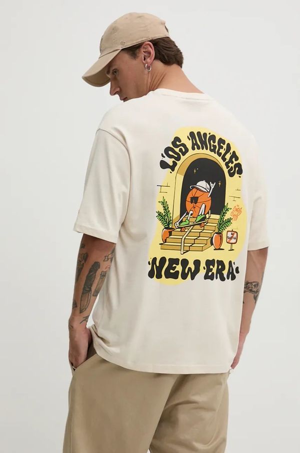New Era Pamučna majica New Era boja: bež, s tiskom, 60564867