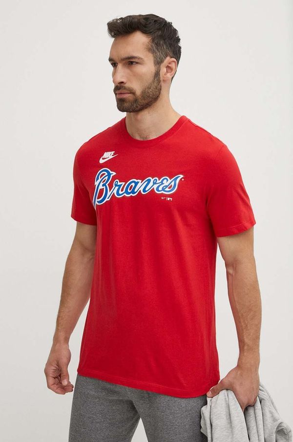 Nike Pamučna majica Nike Atlanta Braves za muškarce, boja: crvena, s tiskom