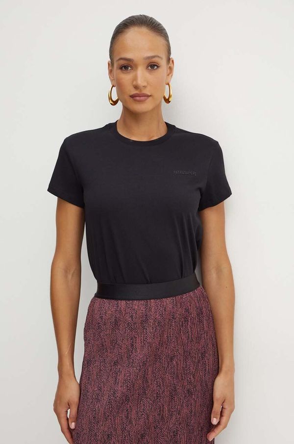 Patrizia Pepe Pamučna majica Patrizia Pepe boja: crna