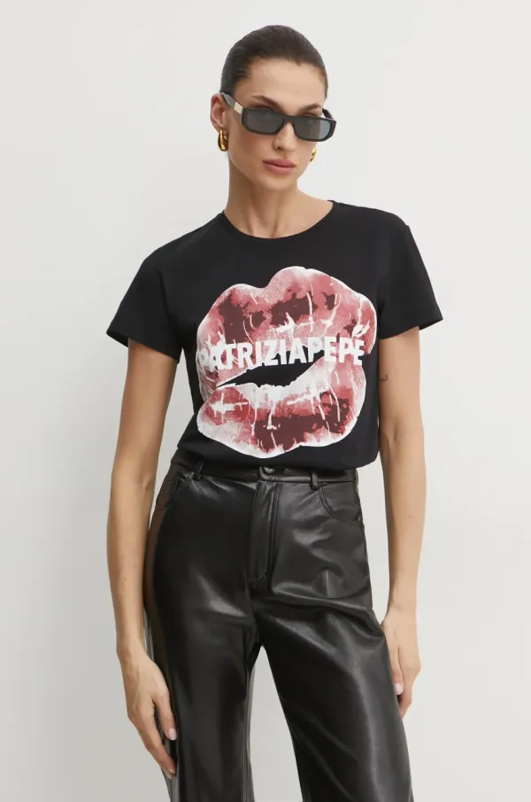 Patrizia Pepe Pamučna majica Patrizia Pepe za žene, boja: crna, 8M1691 J256