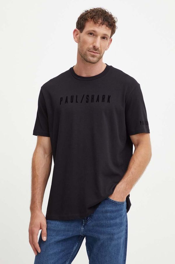 Paul&Shark Pamučna majica Paul&Shark za muškarce, boja: crna, s tiskom, 14311638