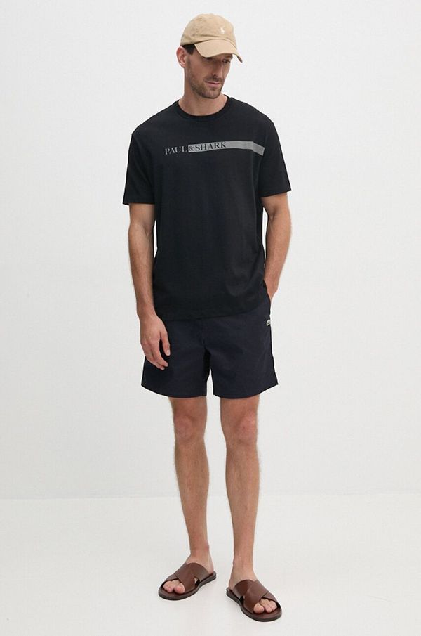 Paul&Shark Pamučna majica Paul&Shark za muškarce, boja: crna, s tiskom, 14311652