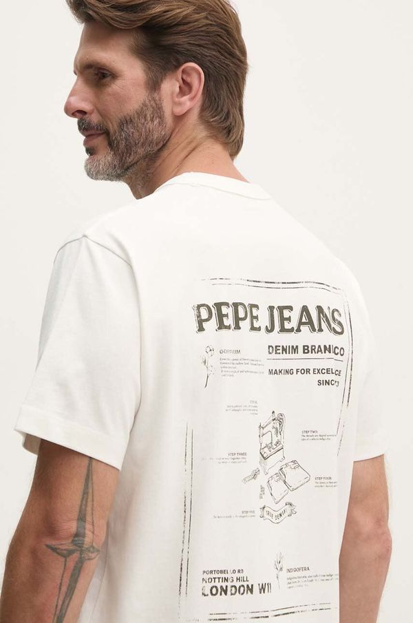 Pepe Jeans Pamučna majica Pepe Jeans AUSTIN za muškarce, boja: bijela, s tiskom, PM509631
