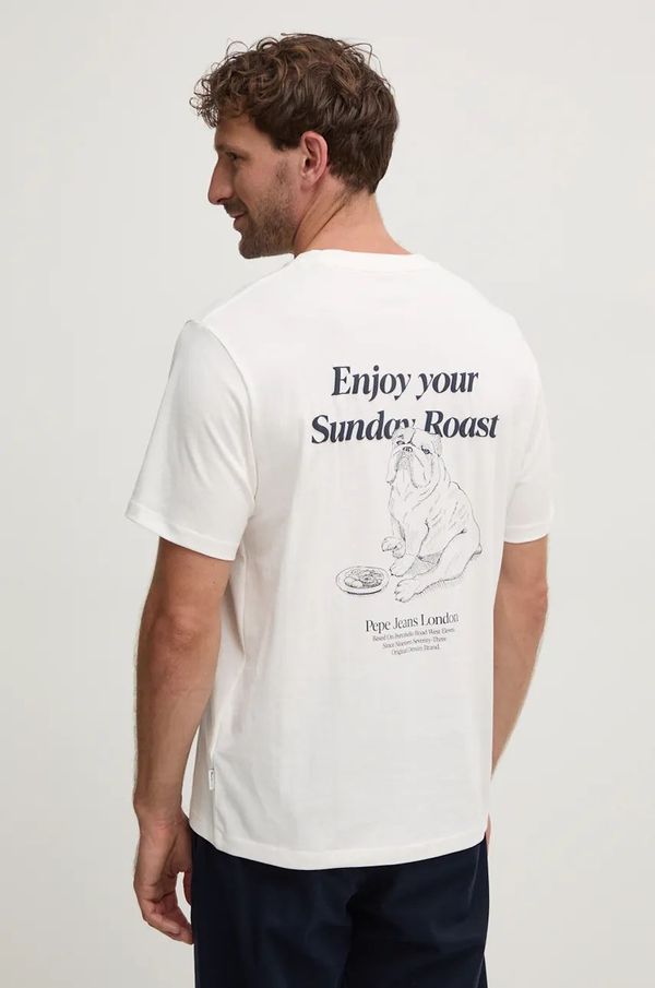 Pepe Jeans Pamučna majica Pepe Jeans AXEL C TEE za muškarce, boja: bijela, s tiskom, PM509712