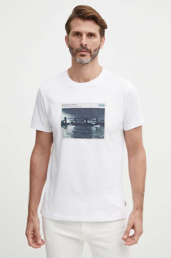 Pepe Jeans Pamučna majica Pepe Jeans CIEL za muškarce, boja: bijela, s tiskom, PM509372