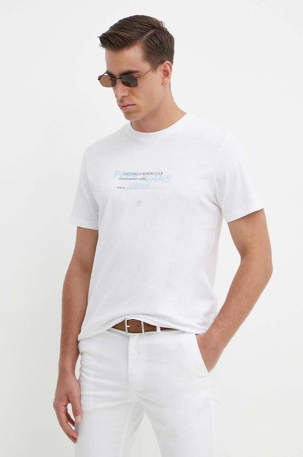 Pepe Jeans Pamučna majica Pepe Jeans CINTHOM za muškarce, boja: bijela, s tiskom, PM509369