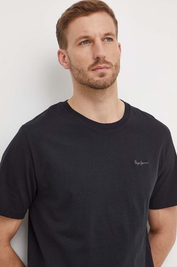 Pepe Jeans Pamučna majica Pepe Jeans Connor za muškarce, boja: crna, bez uzorka