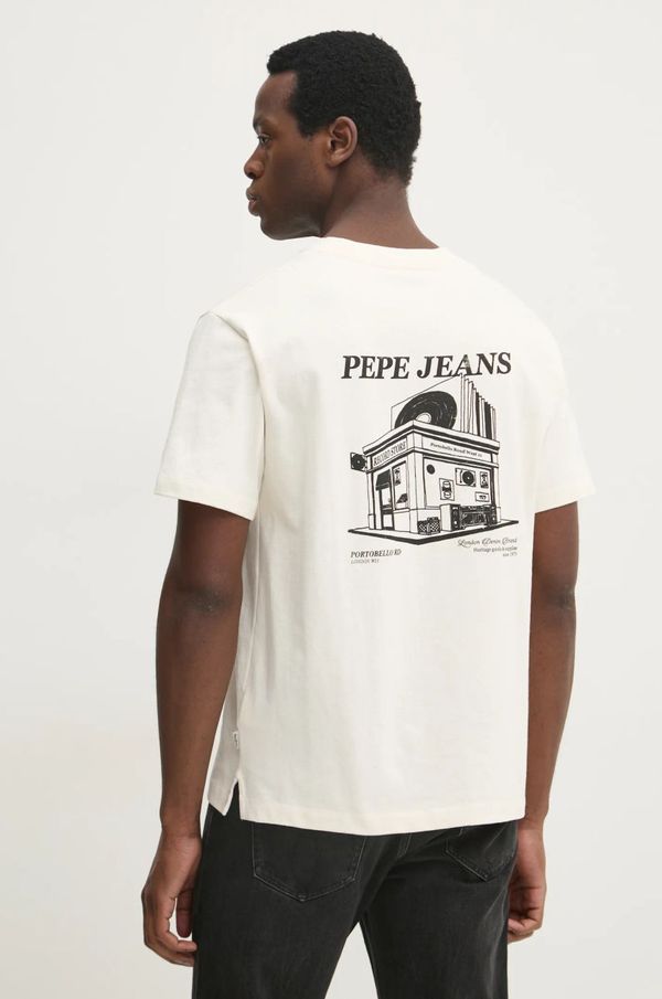 Pepe Jeans Pamučna majica Pepe Jeans DALTON TEE za muškarce, boja: bež, s tiskom, PM509722