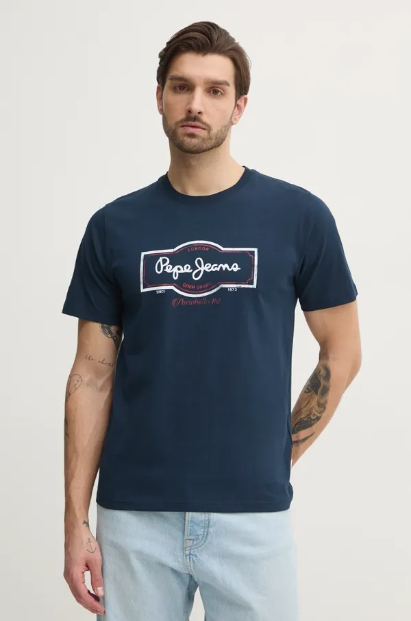 Pepe Jeans Pamučna majica Pepe Jeans DAXTON TEE za muškarce, boja: tamno plava, s tiskom, PM509786