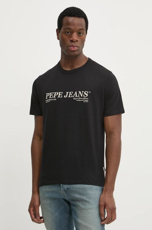 Pepe Jeans Pamučna majica Pepe Jeans DYLAN TEE za muškarce, boja: crna, s tiskom, PM509728