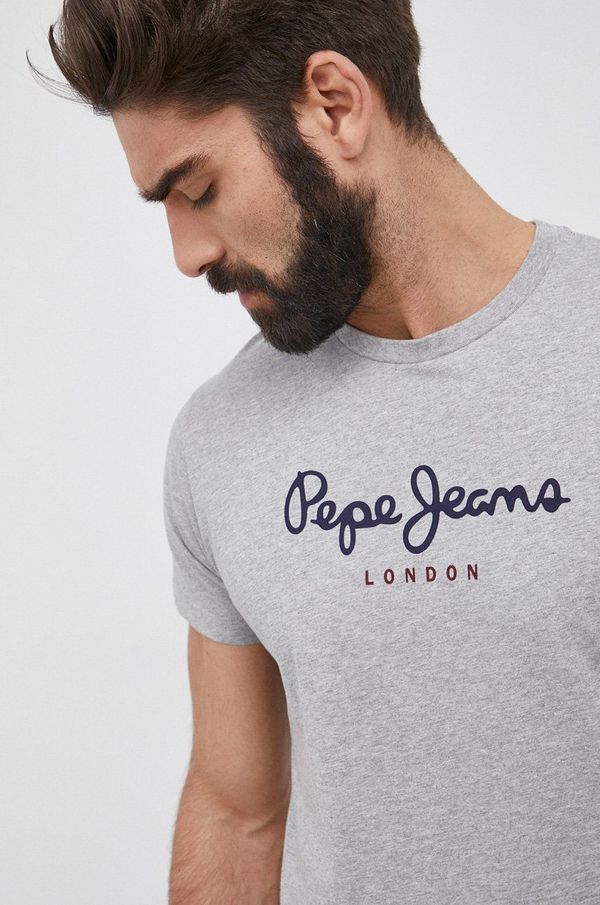 Pepe Jeans Pamučna majica Pepe Jeans Eggo boja: siva