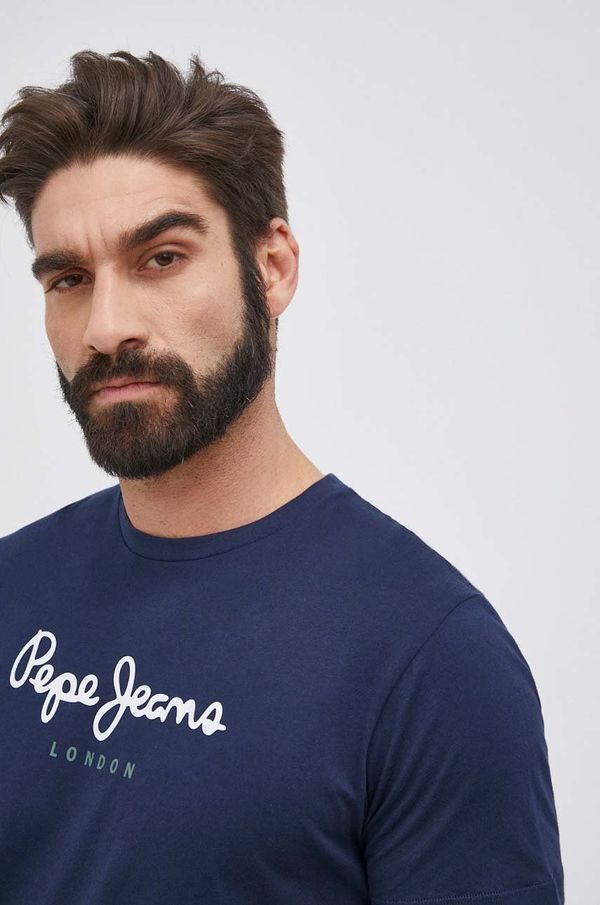 Pepe Jeans Pamučna majica Pepe Jeans Eggo boja: tamno plava