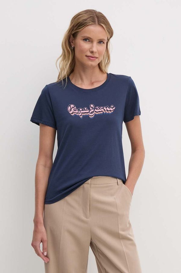Pepe Jeans Pamučna majica Pepe Jeans ENARA za žene, boja: tamno plava, PL505879